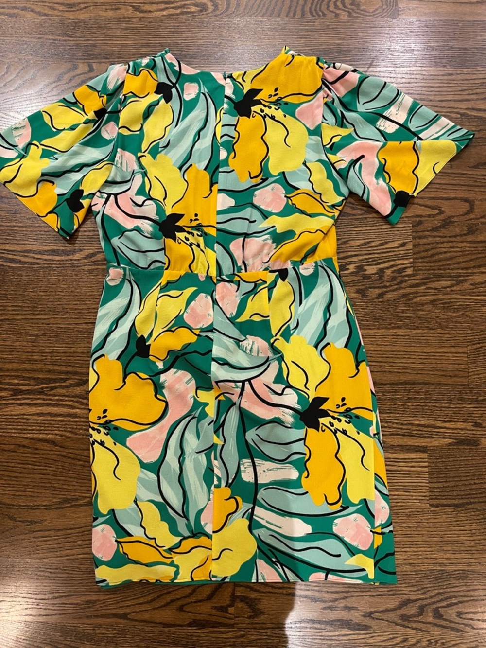 Maggy London Green Yellow Floral Wrap Dress - Picture 4 of 4